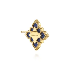 Sale Gabriel & Co. Byzantine Flower - 18K White Yellow Gold Diamond and Lapis Floral Stud Earrings