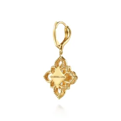 Clearance Gabriel & Co. Byzantine Flower - 18K Yellow Gold Bujukan and Diamond Floral Leverback Drop Earrings