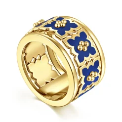 Best Gabriel & Co. Byzantine Flower - 18K Yellow Gold Beaded Floral Drop Necklace with Chrome Blue Enamel