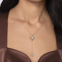Online Gabriel & Co. Byzantine Flower - 18K Yellow Gold Bujukan and Diamond Floral Y Necklace