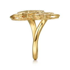 Best Gabriel & Co. Byzantine Flower - 18K Yellow Gold Bujukan and Diamond Floral Open Ring