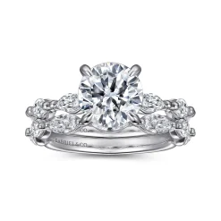 Sale Gabriel & Co. Caitte - 14K White Gold Round Double Prong Diamond Engagement Ring