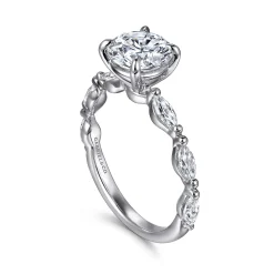 Sale Gabriel & Co. Caitte - 14K White Gold Round Double Prong Diamond Engagement Ring