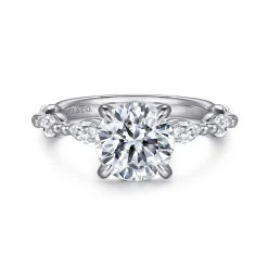 Sale Gabriel & Co. Caitte - 14K White Gold Round Double Prong Diamond Engagement Ring