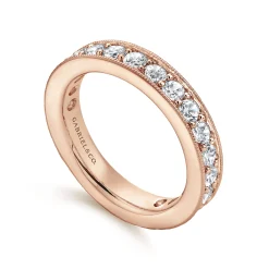 Outlet Gabriel & Co. Calabria - 14K Rose Gold Channel Prong Set Diamond Eternity Band - 1.5 ct