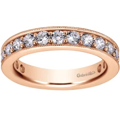 Outlet Gabriel & Co. Calabria - 14K Rose Gold Channel Prong Set Diamond Eternity Band - 1.5 ct