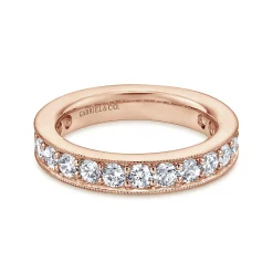 Outlet Gabriel & Co. Calabria - 14K Rose Gold Channel Prong Set Diamond Eternity Band - 1.5 ct