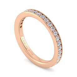 New Gabriel & Co. Calabria - 14K Rose Gold Diamond Prong Channel Diamond Anniversary Band with Milgrain - 0.35 ct