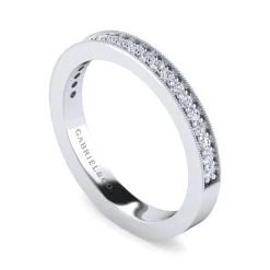 Clearance Gabriel & Co. Calabria - 14K White Gold Channel Prong Diamond Anniversary Band with Milgrain - 0.15 ct