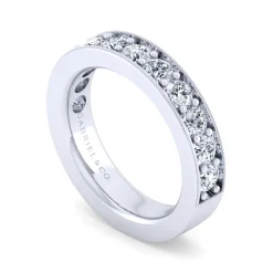 Gabriel & Co. Calabria - 14K White Gold Channel Prong Diamond Anniversary Band with Milgrain - 1.05 ct