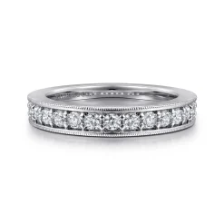 Gabriel & Co. Calabria - 14K White Gold Channel Prong Diamond Anniversary Band with Milgrain - 0.5 ct