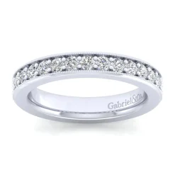 Gabriel & Co. Calabria - 14K White Gold Channel Prong Diamond Anniversary Band with Milgrain - 0.5 ct