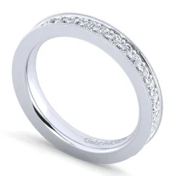Best Gabriel & Co. Calabria - 14K White Gold Channel Prong Diamond Anniversary Band with Milgrain - 0.35 ct