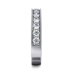Hot Gabriel & Co. Calabria - 14K White Gold Channel Prong Diamond Anniversary Band with Milgrain - 0.8 ct