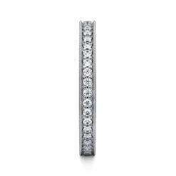 New Gabriel & Co. Calabria - 14K White Gold Channel Prong Diamond Eternity Band with Milgrain - 0.3 ct