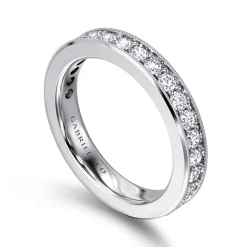 Clearance Gabriel & Co. Calabria - 14K White Gold Diamond Prong Channel Diamond Anniversary Band with Milgrain - 0.7 ct