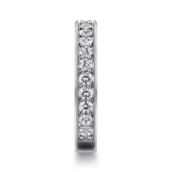 Clearance Gabriel & Co. Calabria - 14K White Gold Diamond Prong Channel Diamond Anniversary Band with Milgrain - 0.7 ct