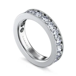 Sale Gabriel & Co. Calabria - 14K White Gold Diamond Prong Channel Diamond Anniversary Band with Milgrain - 1.5 ct