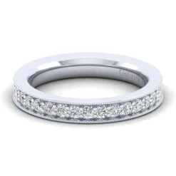 Hot Gabriel & Co. Calabria - 14K White Gold Diamond Prong Channel Diamond Anniversary Band with Milgrain - 0.55 ct