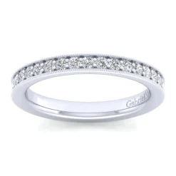 Sale Gabriel & Co. Calabria - 14K White Gold Diamond Prong Channel Diamond Anniversary Band with Milgrain - 0.35 ct