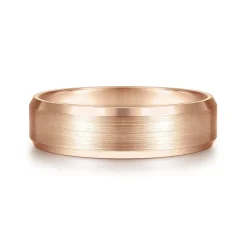 Sale Gabriel & Co. Caleb - 14K Rose Gold 6mm - Satin Finish Men's Wedding Band with Beveled Edge