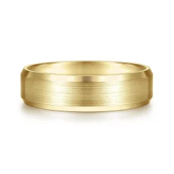Hot Gabriel & Co. Caleb - 14K Yellow Gold 6mm - Satin Finish Men's Wedding Band with Beveled Edge