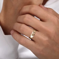 Hot Gabriel & Co. Caleb - 14K Yellow Gold 6mm - Satin Finish Men's Wedding Band with Beveled Edge