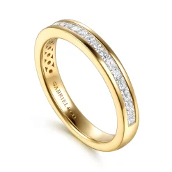 Gabriel & Co. Caline - 14K Yellow Gold Channel Setting Princess Cut Diamond Anniversary Band - 0.5 ct