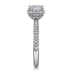 Discount Gabriel & Co. Caly - 14K White Gold Cushion Halo Diamond Engagement Ring