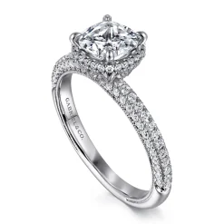 Discount Gabriel & Co. Caly - 14K White Gold Cushion Halo Diamond Engagement Ring