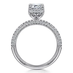 Outlet Gabriel & Co. Caly - 14K White Gold Emerald Cut Halo Diamond Engagement Ring