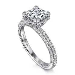 Hot Gabriel & Co. Caly - 14K White Gold Princess Halo Diamond Engagement Ring