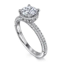 Discount Gabriel & Co. Caly - 14K White Gold Round Halo Diamond Engagement Ring