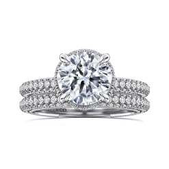 Best Gabriel & Co. Caly - 14K White Gold Round Halo Diamond Engagement Ring