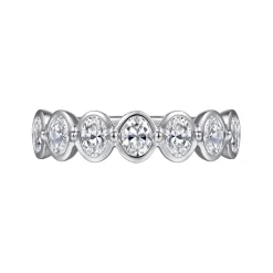 Hot Gabriel & Co. Calypso - 14K White Gold Bezel Oval 7 Stone Diamond Anniversary Band - 1.05 ct