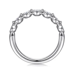 Hot Gabriel & Co. Calypso - 14K White Gold Bezel Oval 7 Stone Diamond Anniversary Band - 1.05 ct
