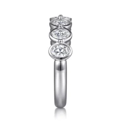 Hot Gabriel & Co. Calypso - 14K White Gold Bezel Oval 7 Stone Diamond Anniversary Band - 1.05 ct