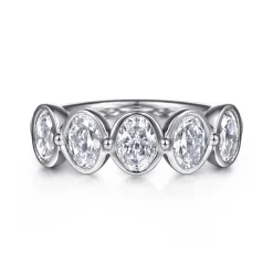 Sale Gabriel & Co. Calypso - 14K White Gold Bezel Oval 5 Stone Diamond Anniversary Band - 1.9 ct