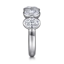 Clearance Gabriel & Co. Calypso - 14K White Gold Bezel Oval 5 Stone Diamond Anniversary Band - 2.5 ct