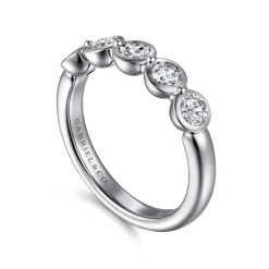 Clearance Gabriel & Co. Calypso - 14K White Gold Bezel Round 5 Stone Diamond Anniversary Band - 0.75 ct