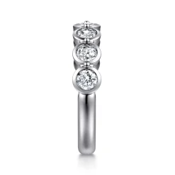 Clearance Gabriel & Co. Calypso - 14K White Gold Bezel Round 7 Stone Diamond Anniversary Band - 1.05 ct
