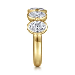 Sale Gabriel & Co. Calypso - 14K Yellow Gold Bezel Oval 5 Stone Diamond Anniversary Band - 2.5 ct