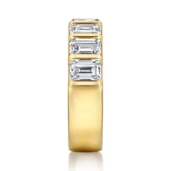 Clearance Gabriel & Co. Calyra - 14K Yellow Gold Channel Setting Emerald Cut Diamond Anniversary Band - 2.8 ct