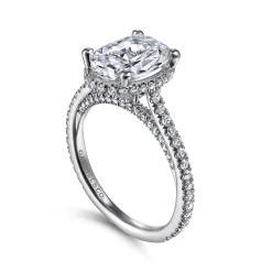 Sale Gabriel & Co. Camden - 14K White Gold Hidden Halo Oval Diamond Engagement Ring