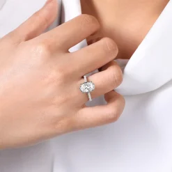 Sale Gabriel & Co. Camden - 14K White Gold Hidden Halo Oval Diamond Engagement Ring
