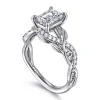 Hot Gabriel & Co. Camelia - 14K White Gold Floral Emerald Cut Diamond Engagement Ring
