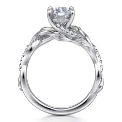 New Gabriel & Co. Camelia - 14K White Gold Floral Marquise Shape Diamond Engagement Ring