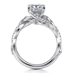 Hot Gabriel & Co. Camelia - 14K White Gold Floral Princess Cut Diamond Engagement Ring