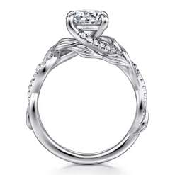 Clearance Gabriel & Co. Camelia - 14K White Gold Floral Round Diamond Engagement Ring