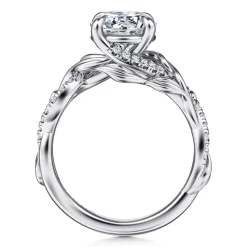 Clearance Gabriel & Co. Camelia - 14K White Gold Floral Round Diamond Engagement Ring